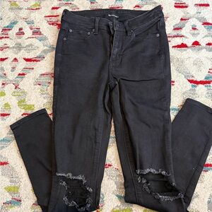 American Eagle Outfitters Women's Black Ripped Skinny Jeans